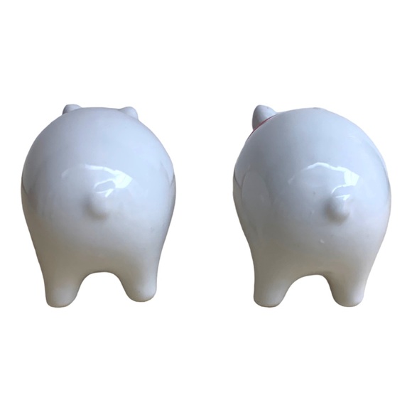 VTG White Ceramic Pigs Red Scarfs Christmas Novelty Salt & Pepper Shakers - Picture 5 of 7